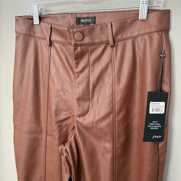 Wildfox Princess Seams Split Hem Faux Leather Pants size large NWT - Picture 5 of 5